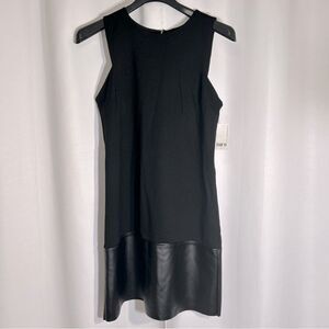 NWT Bar III Dress Womens XL Deep Black Glasgow Sleeveless Faux Leather Party
